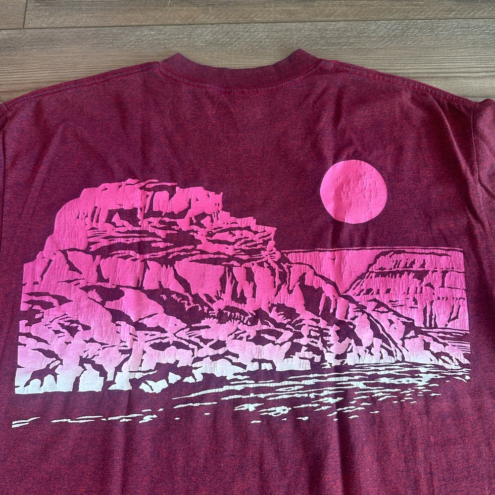 1980s Vintage Lake Powell Artistic Sunset Landscape Tee Shirt XL AOP - Picture 4 of 6